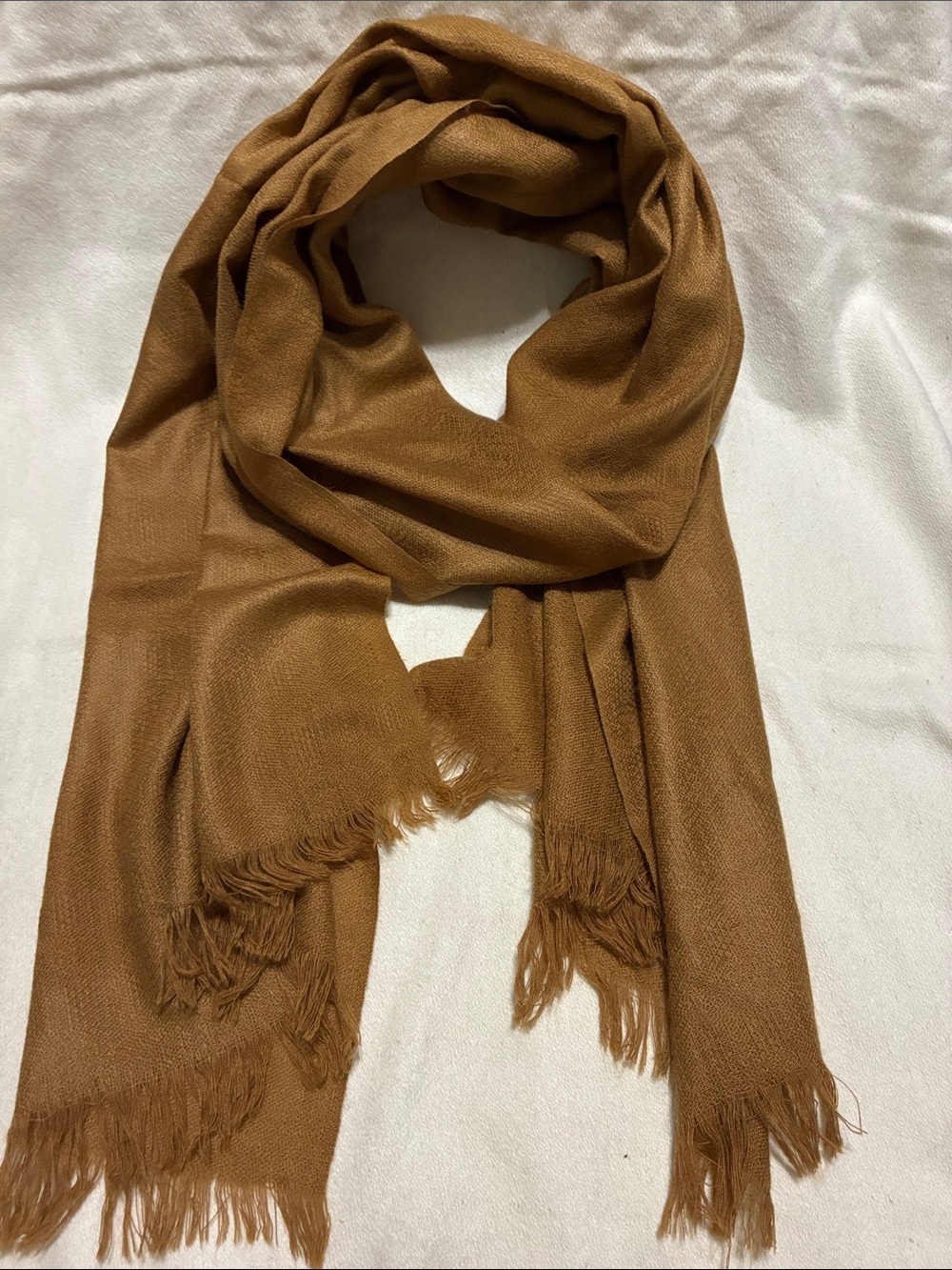 Classic Brown Women's Fringe Scarf - Lightweight Wrap